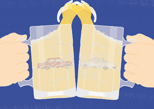 Drunkard behind the wheel